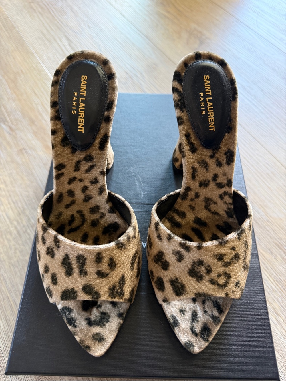 YSL Saint Laurent Leopard Print Heels - Tan & Black - Picture 2 of 6